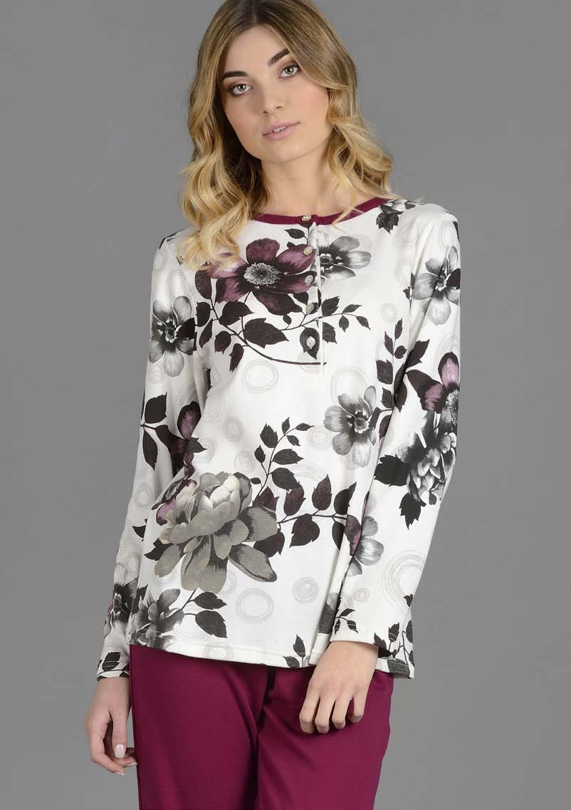 Pigiama Donna Manuela Confezioni floreale art 3728 Caldo Cotone