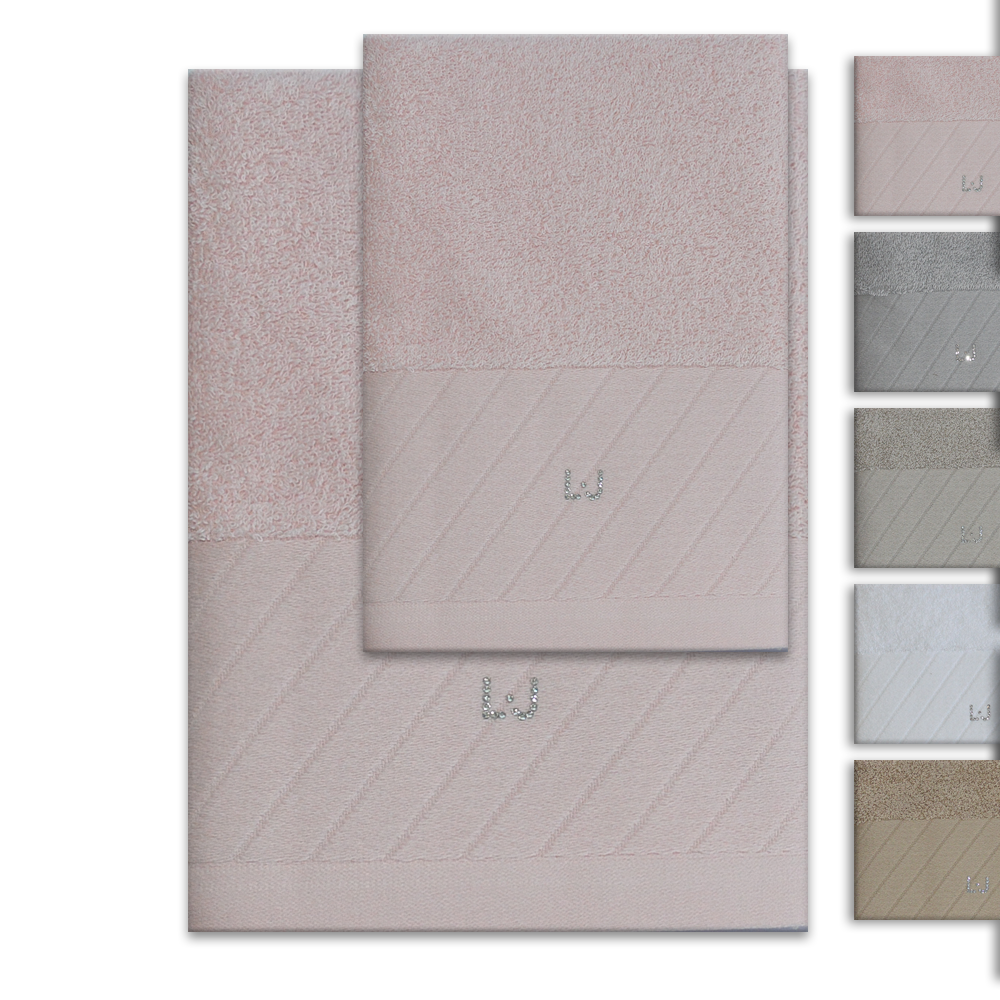 Set asciugamani viso e ospite in spugna LIU JO DIAGONALE