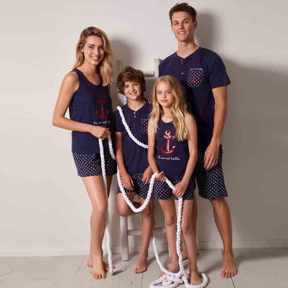 Pigiama Admas Navy Family Uomo Donna Bimbo Bimba 55186 - 55571