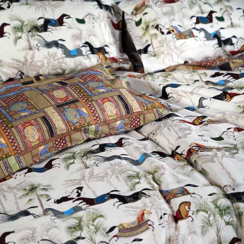 Tessitura toscana Parure Copripiumino matrimoniale art Paeseo