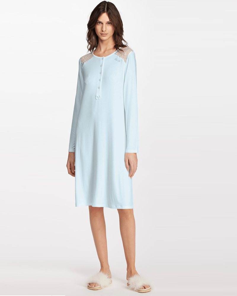 Liu jo Camicia da notte donna art. 0201 in viscosa celeste azzurro Liu Jo