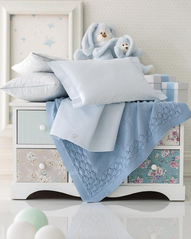 Lenzuola Culla Lettino Blumarine Marina Azzurro Lenzuola 3 pezzi Blumarine Culla/Lettino Baby Marina Azzurro
