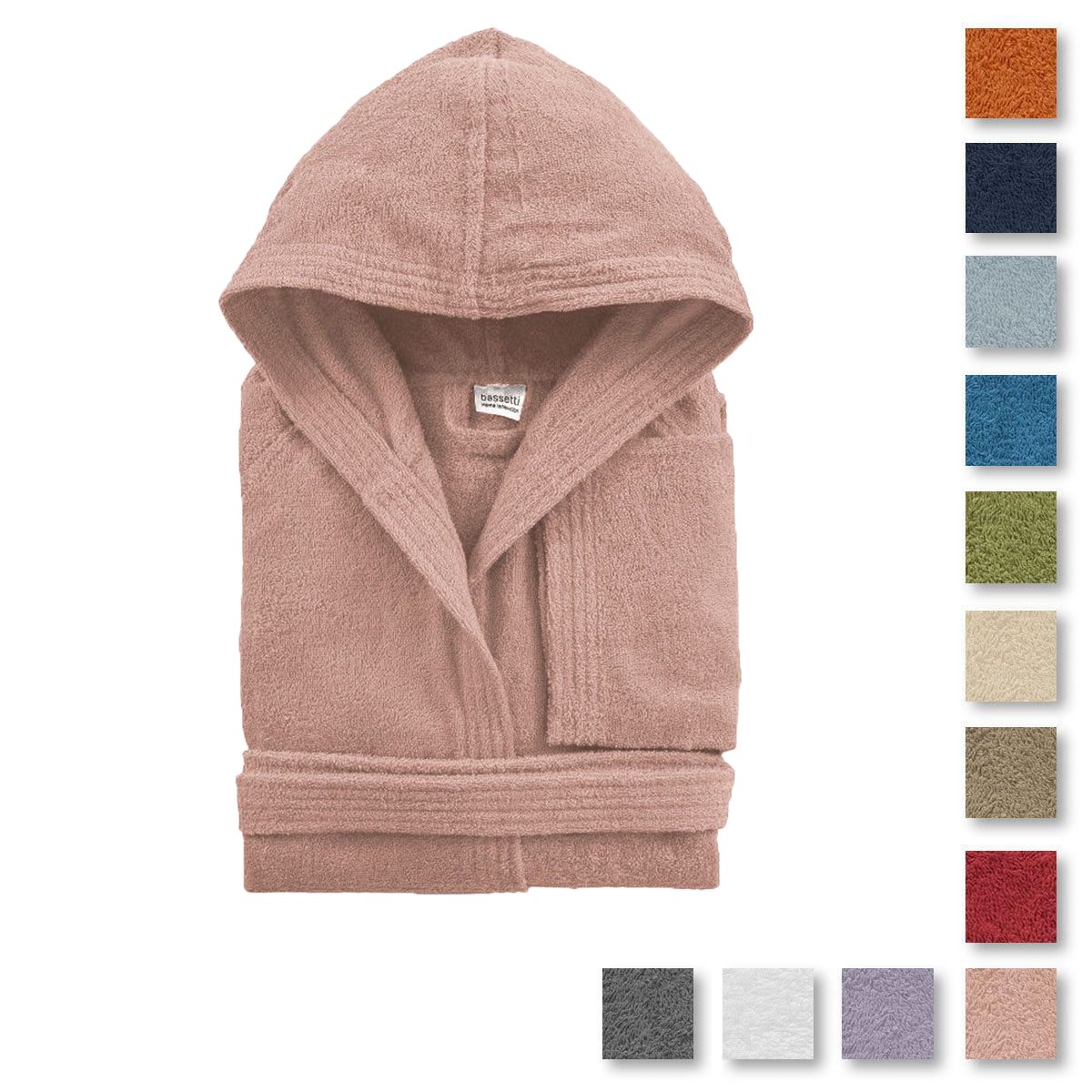 accappatoio tinta unita Bassetti , bluette rosa bianco beige tortora blu navy verde www.dimaiolobiancheria.it