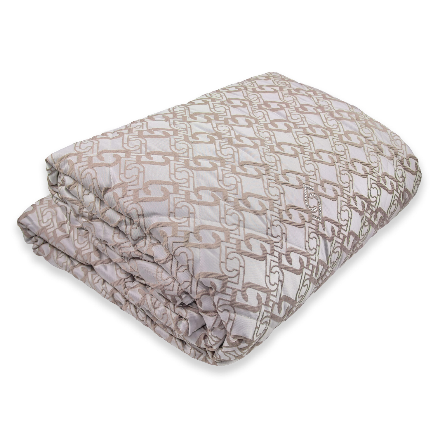 Copriletto Trapuntato Matrimoniale Liu Jo Chains SW Misure: 265x270cm – 100gr Tessuto superiore Poliestere 90%, Acrilico 10%, Tessuto inferiore Cotone 100% Realizzato con lavorazione jacqard Logo in strass Swarovski