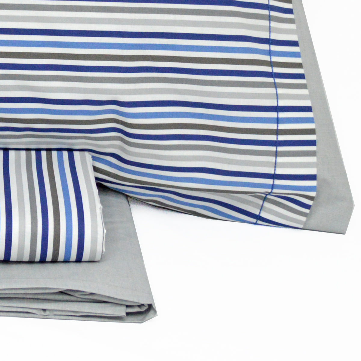 Completo Lenzuola Matrimoniale art Millerighe blu