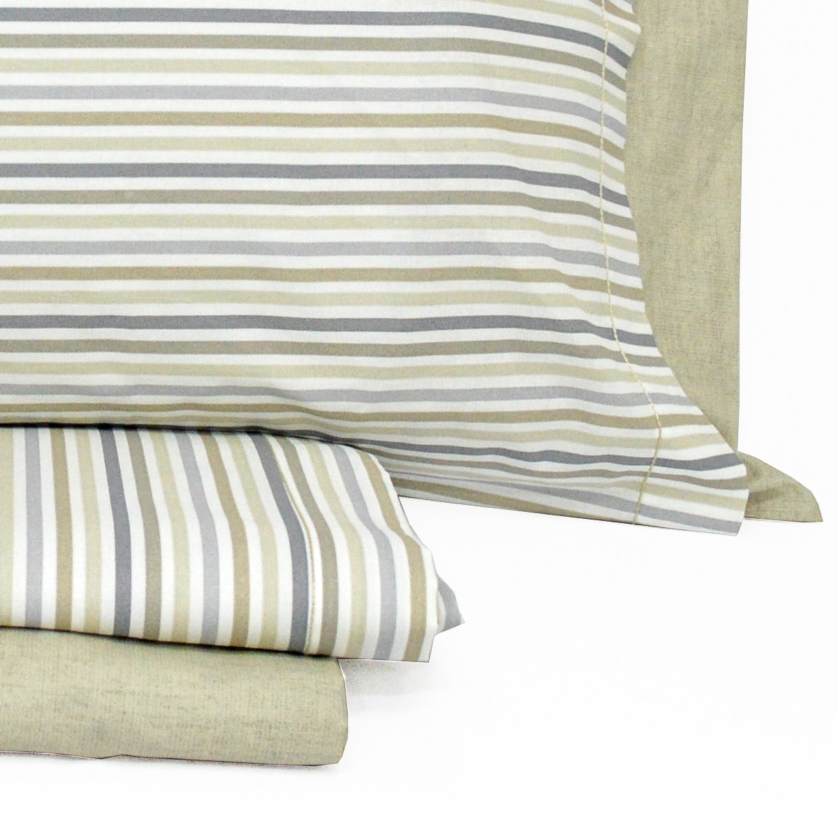 Completo Lenzuola Matrimoniale art Millerighe beige