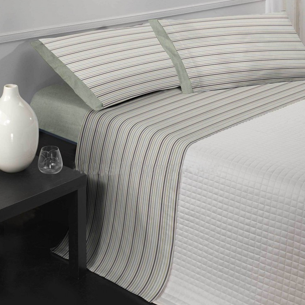 Completo Lenzuola Matrimoniale art Millerighe beige