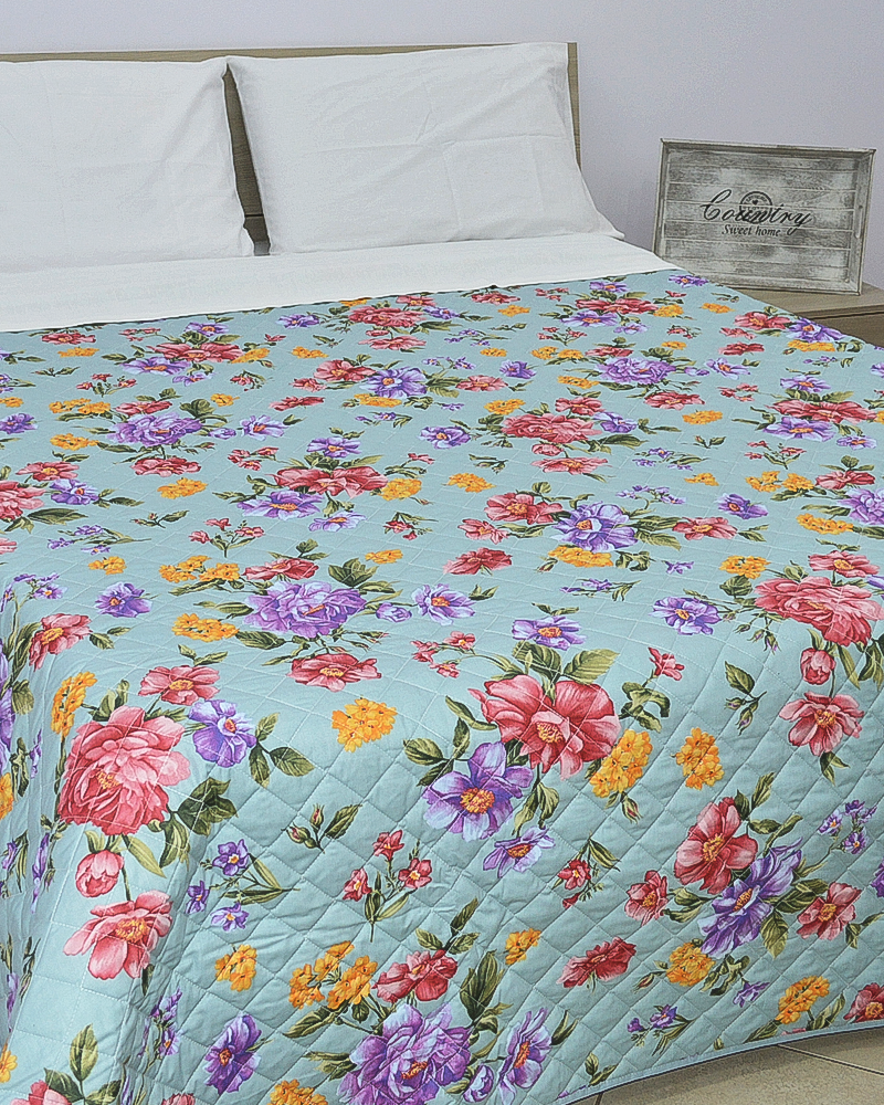Trapuntino Cotone Matrimoniale art Flower colors puro cotone made in italia italy