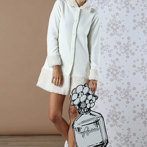 Vestaglia in Pile Medio Peso Maryplaid Milk 6V83056