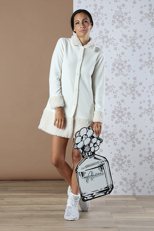 Vestaglia in Pile Medio Peso Maryplaid Milk 6V83056