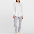 Pigiama donna invernale Liu Jo caldo cotone DL0353 aperto davanti Latte-perla Liu Jo