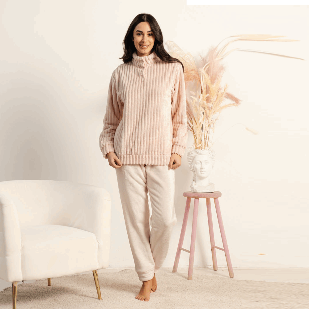 Pigiama Donna invernale in Coral Pile art Kissimo Biancaluna 25D 93006 rosa Kissimo Biancaluna