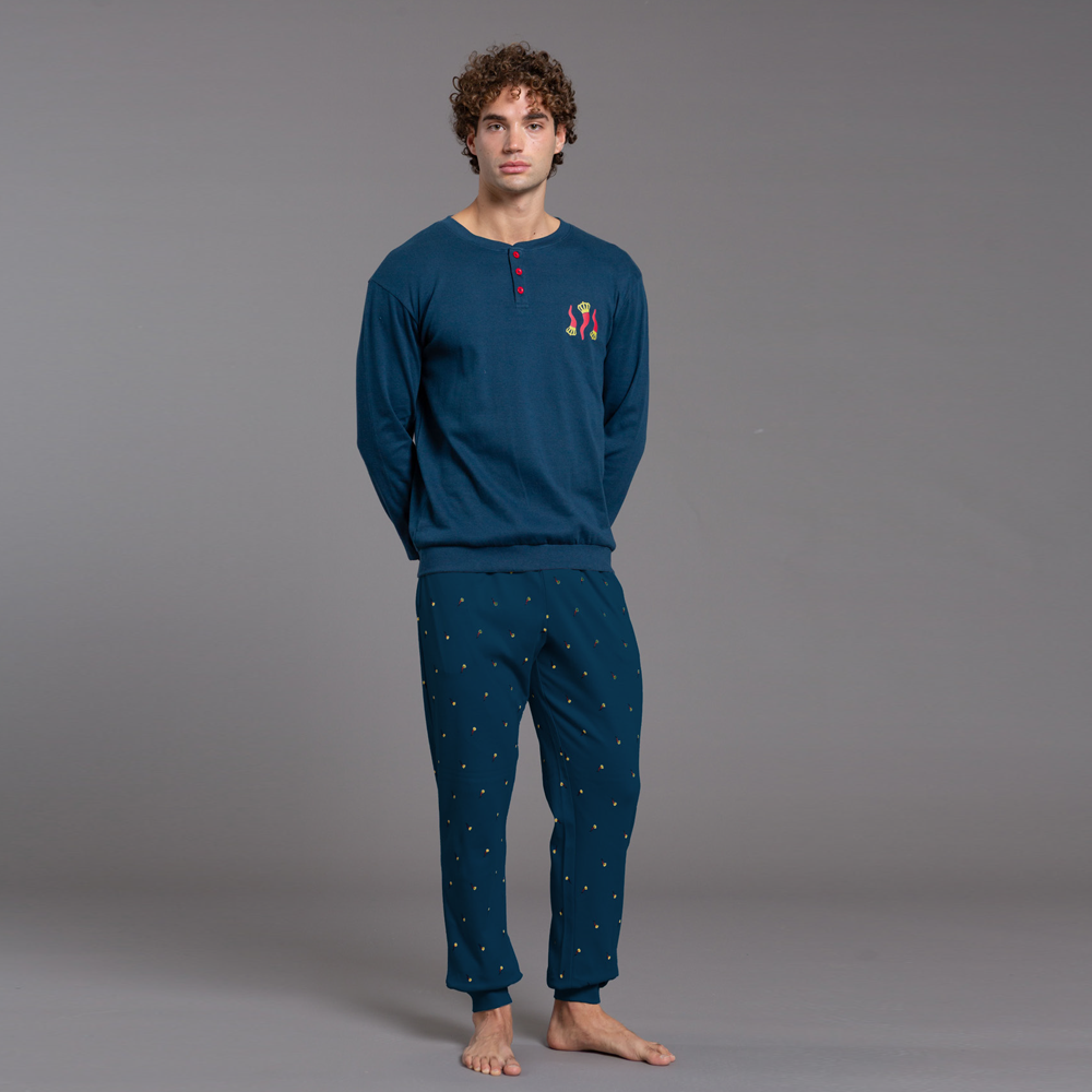 Pigiama Uomo invernale Kissimo Biancaluna 100% Cotone Caldo Kissimo Biancaluna