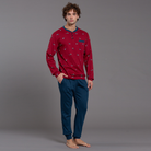 Pigiama Uomo invernale Kissimo Biancaluna 100% Cotone Caldo 26U0009 rosso Kissimo Biancaluna