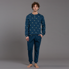 Pigiama Uomo invernale Kissimo Biancaluna 100% Cotone Caldo 26U0009 blu Kissimo Biancaluna