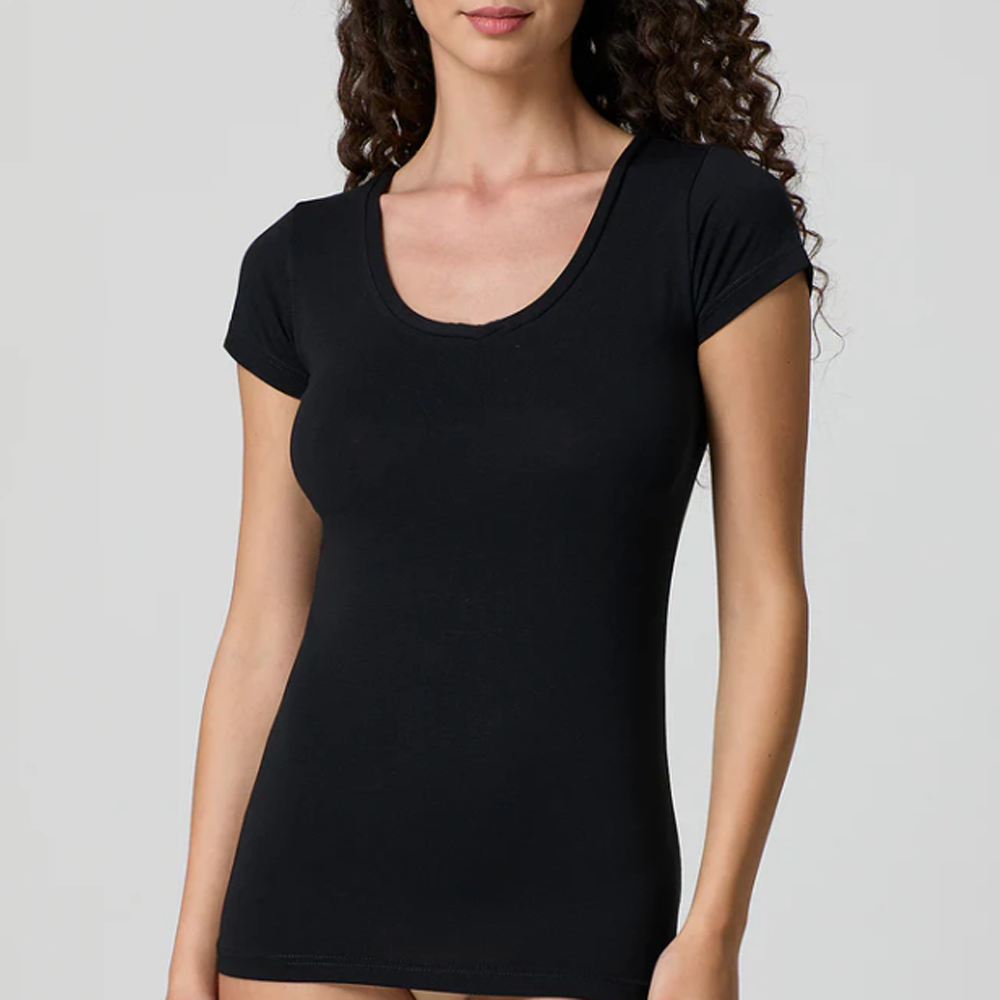 Maglia donna Jadea 4181 manica corta cotone modal girocollo scollo lollo  + colori Jadea