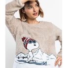 Pigiama Donna invernale Snoopy peanuts in coral 64992 Admas