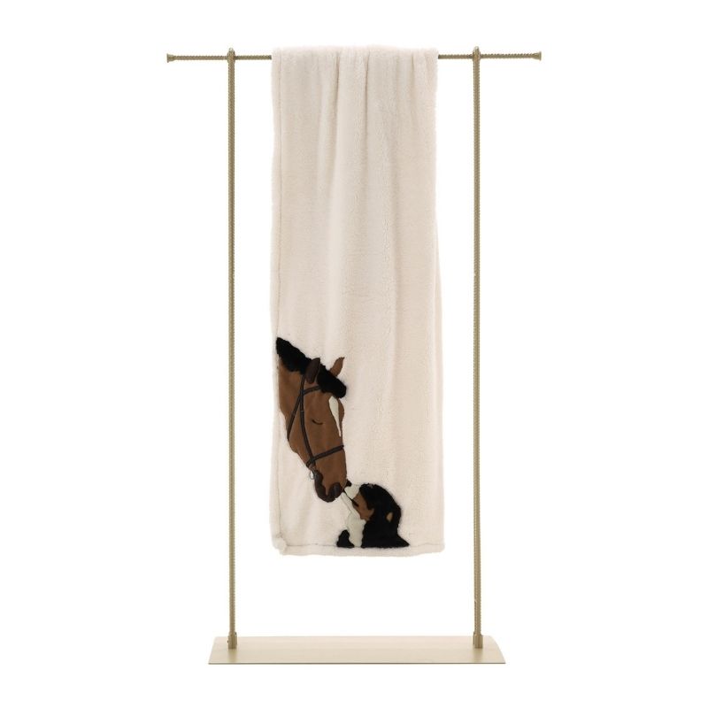 Coperta Plaid in Peluche Maryplaid Ricamato 6M36105 Horse Maryplaid