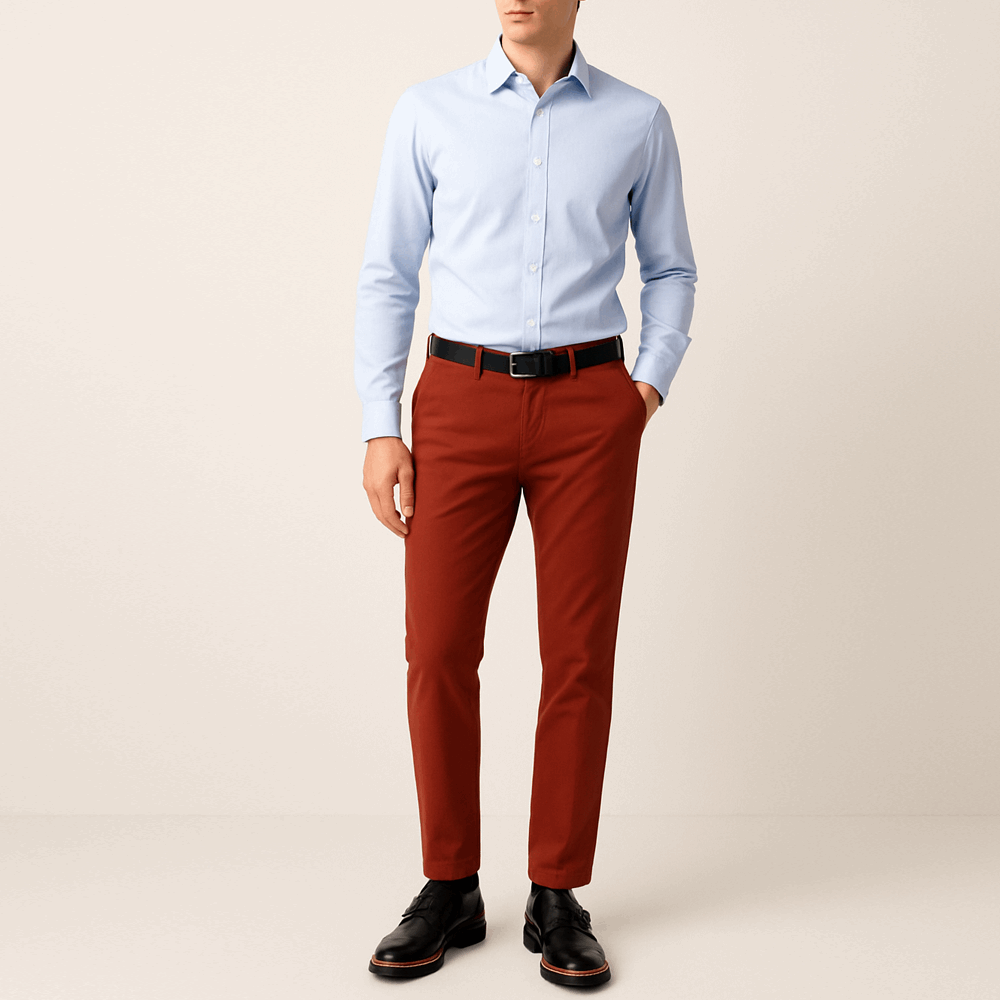 Pantalone chino Uomo invernale in caldo cotone Rosso Di Maiolo Biancheria
