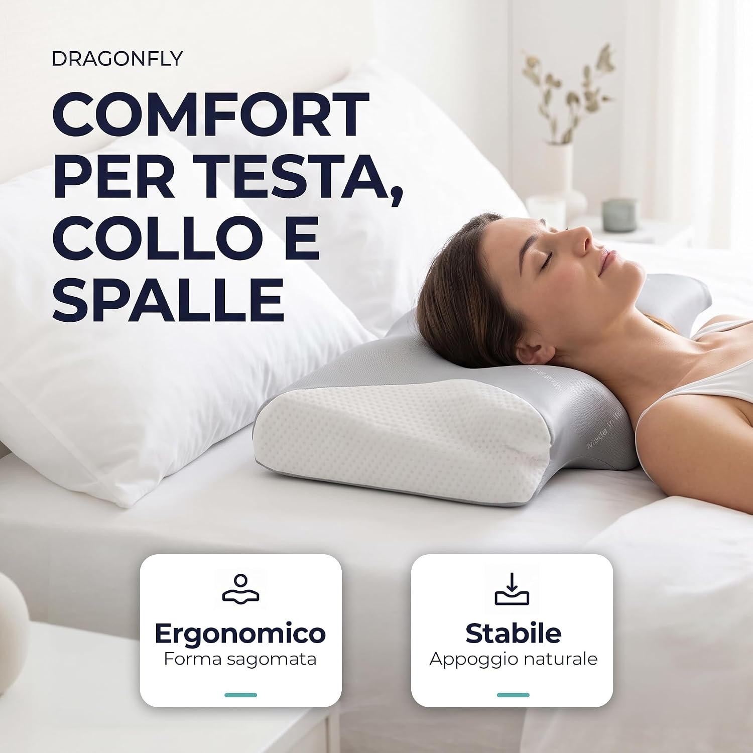 Guanciale anatomico in memory foam alto comfort Dragonfly Niucci Niucci