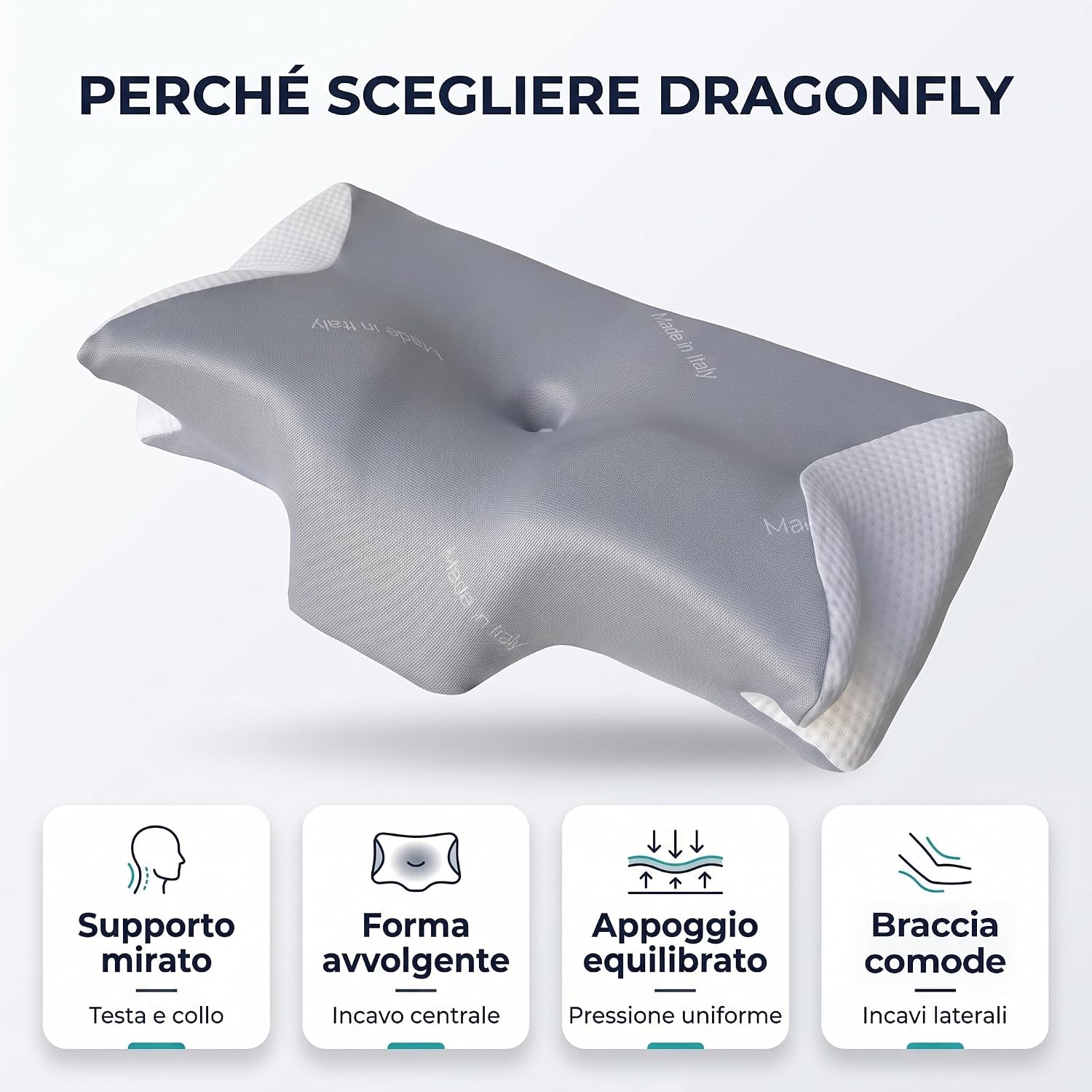 Guanciale anatomico in memory foam alto comfort Dragonfly Niucci Niucci