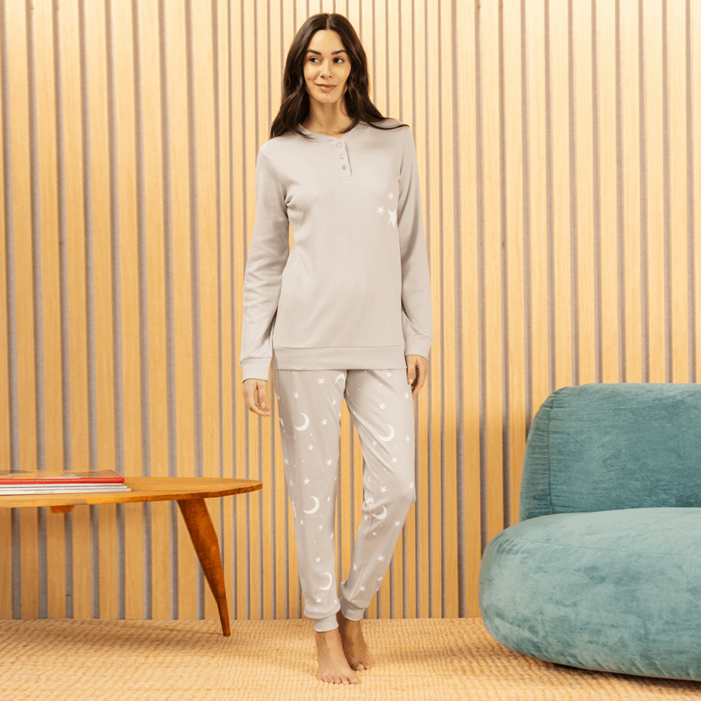 Pigiama Donna in Caldo Cotone art Kissimo Biancaluna 25D90019 Grigio Kissimo Biancaluna