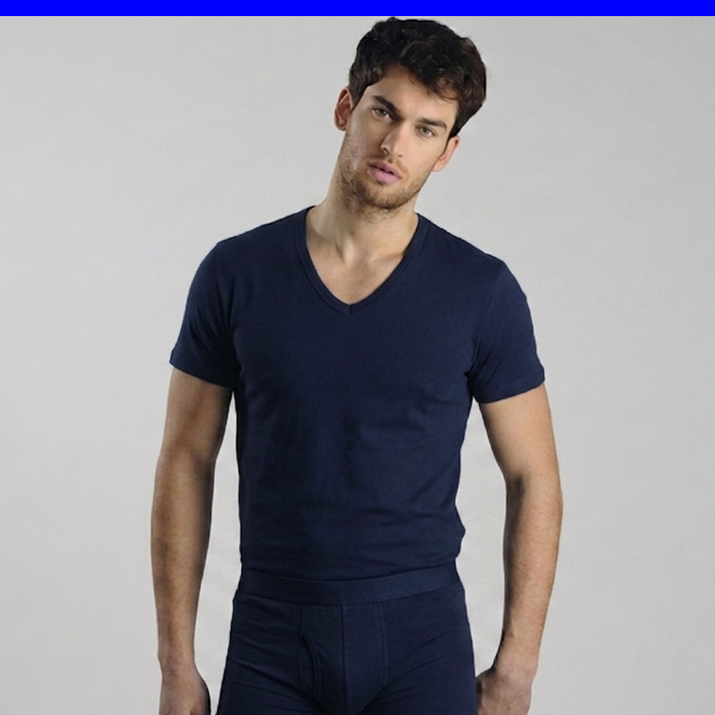 T-shirt maglia scollo a V Uomo in cotone Kissimo WM 112 Kissimo Biancaluna