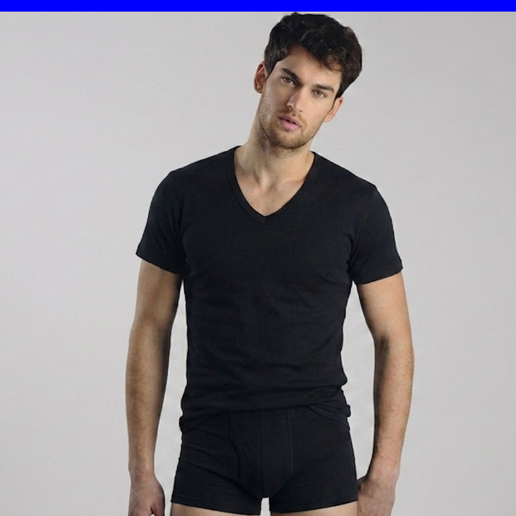 T-shirt maglia scollo a V Uomo in cotone Kissimo WM 112 Kissimo Biancaluna