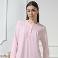 Camicia da notte donna invernale in caldo cotone 9213 panna / rosa Manuela Confezioni