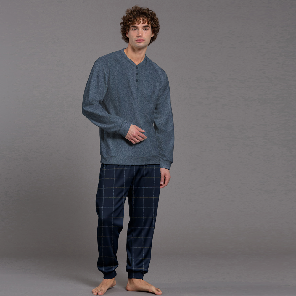 Pigiama Uomo invernale Punto Milano kissimo 26U15002 blu Kissimo Biancaluna