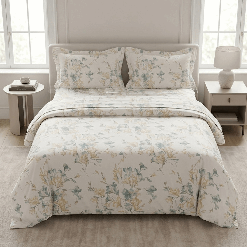 Completo lenzuola matrimoniale in Percalle di cotone 100% RB01 Rebecca Home