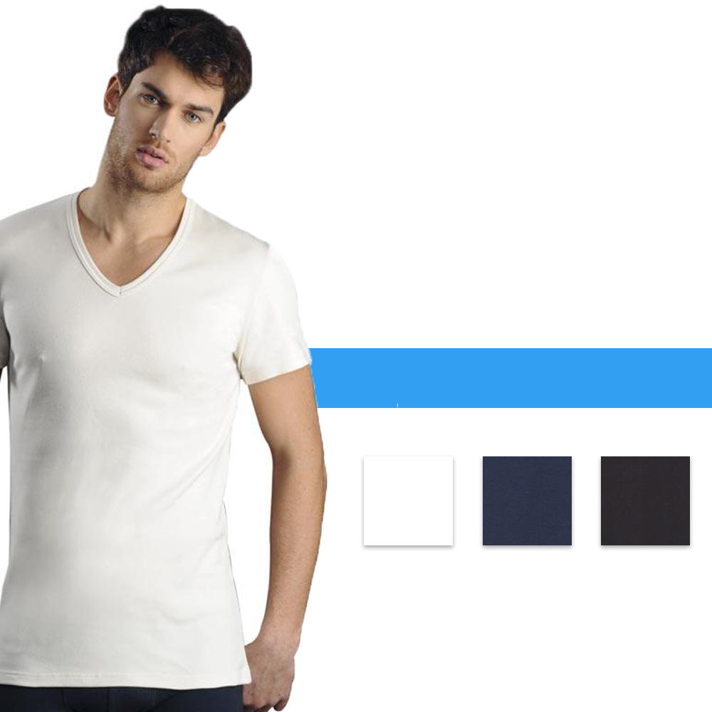 T-shirt maglia scollo a V Uomo in cotone Kissimo WM 112 Kissimo Biancaluna