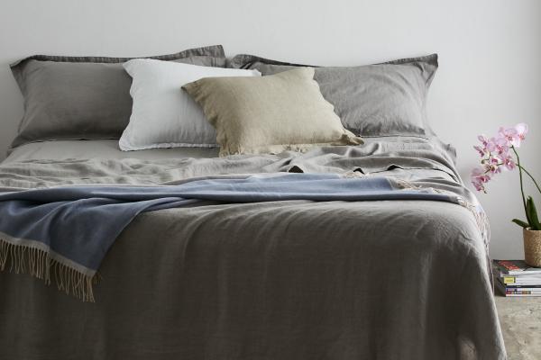 Bianco perla Completo Lenzuola in Lino Stone Wash Hamilton