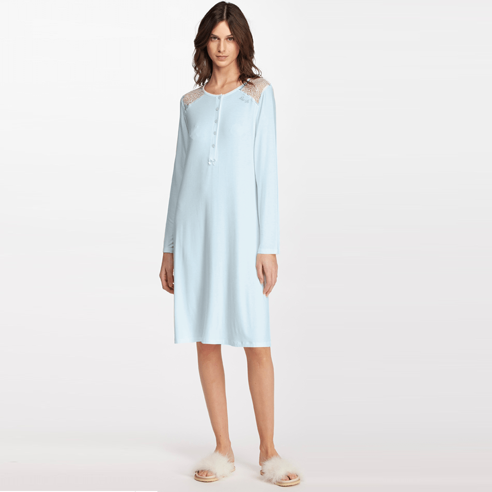 Liu jo Camicia da notte donna art. 0201 in viscosa celeste azzurro Liu Jo